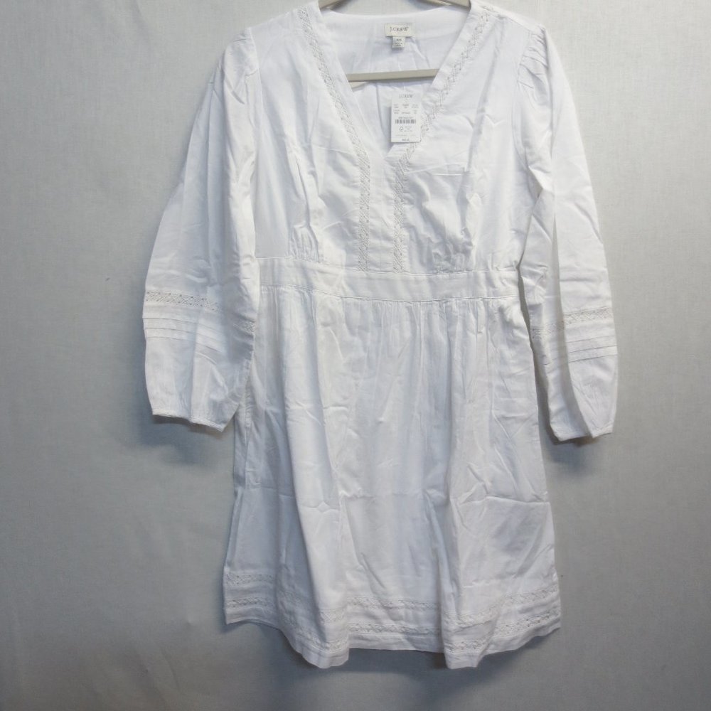 J CREW LADIES COTTON EYELET DRESS - WHITE - X-SMALL